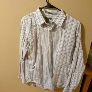 white button up, blue pinstripes, mens medium
